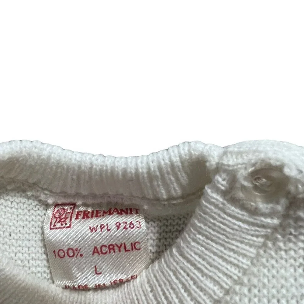 Vintage Friemanit L (6-12m) Fox Striped Sweater Bubble Romper
